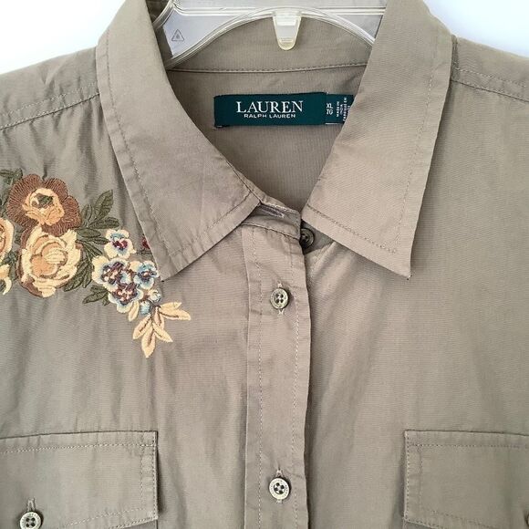 RALPH LAUREN FLORAL EMBROIDERED MILITARY WOMAN BUTTON DOWN SHIRT… - Picture 5 of 16